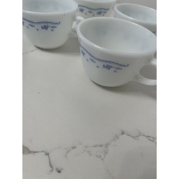Corelle Corning Pyrex Morning Blue Coffee/Tea Cups Set of 4 Discontinued - Picture 3 of 6